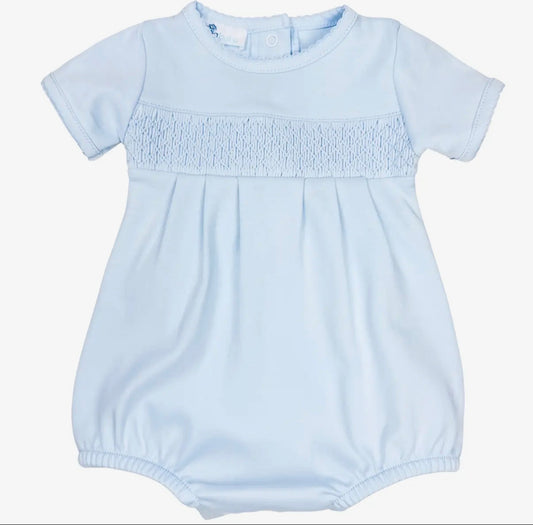 Essentials Solid Blue Smocked Bubble