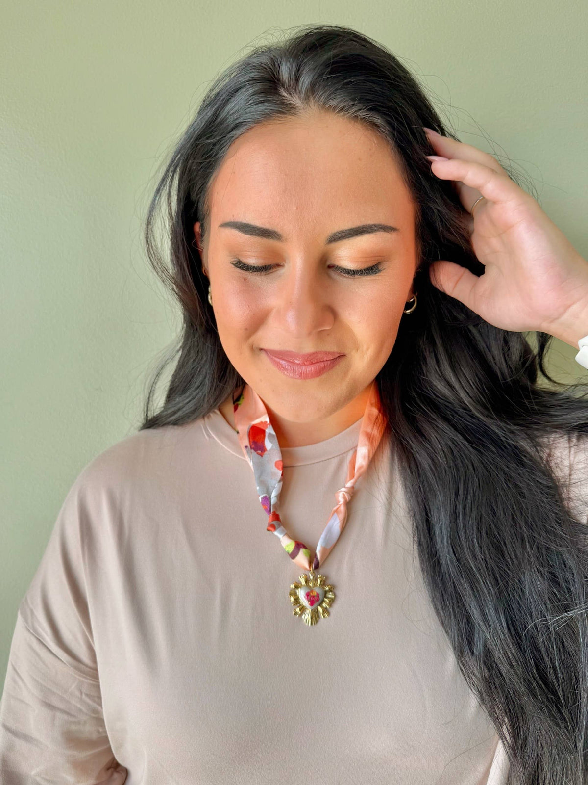 Immaculate Heart of Mary Floral Scarf Necklace