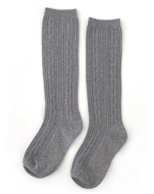 Cable Knit Knee High- Grey