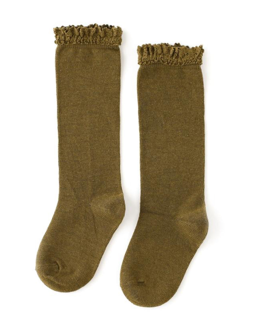 Lace Top Knee High- Olive