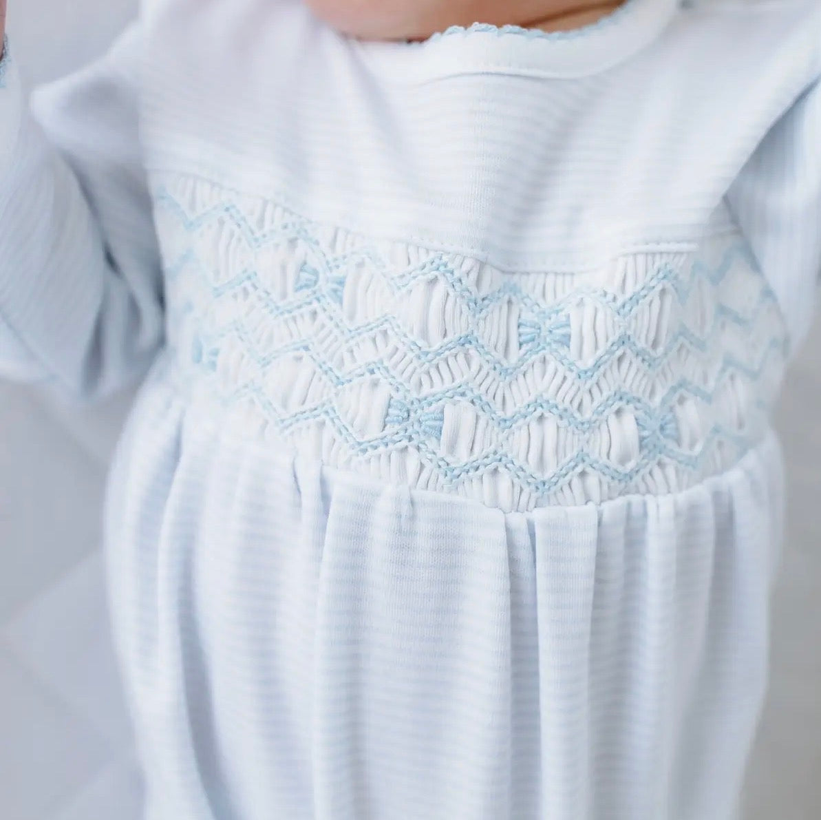 Jacob Light Blue Smocked Footie