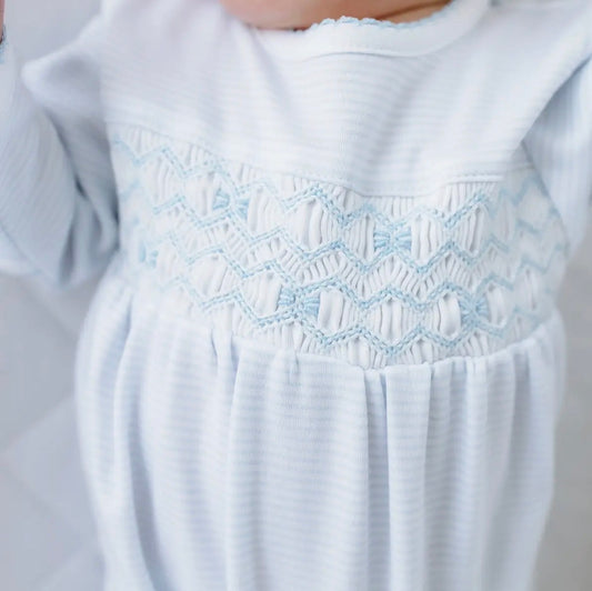 Jacob Light Blue Smocked Footie