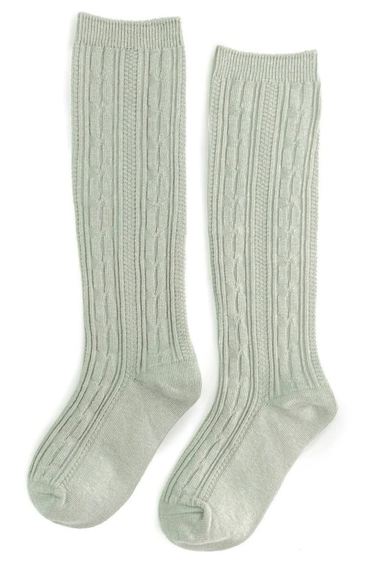 Cable Knit Knee High- Sage