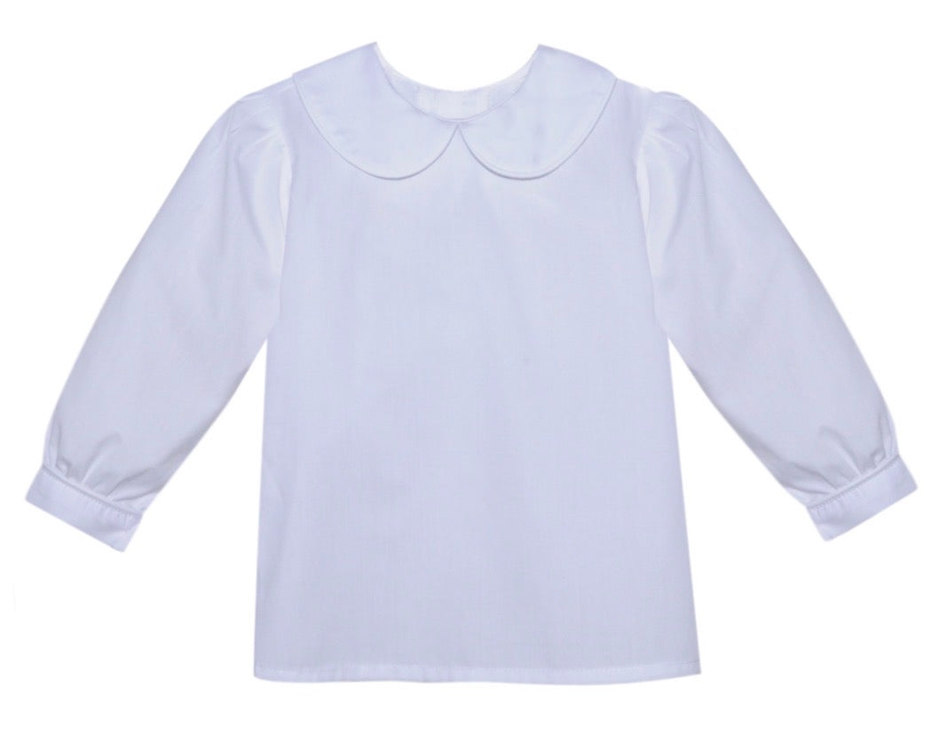 White Piped LS Blouse