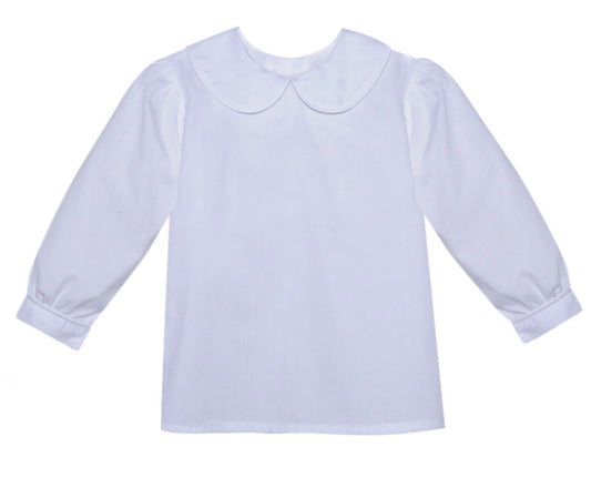 White Piped LS Blouse
