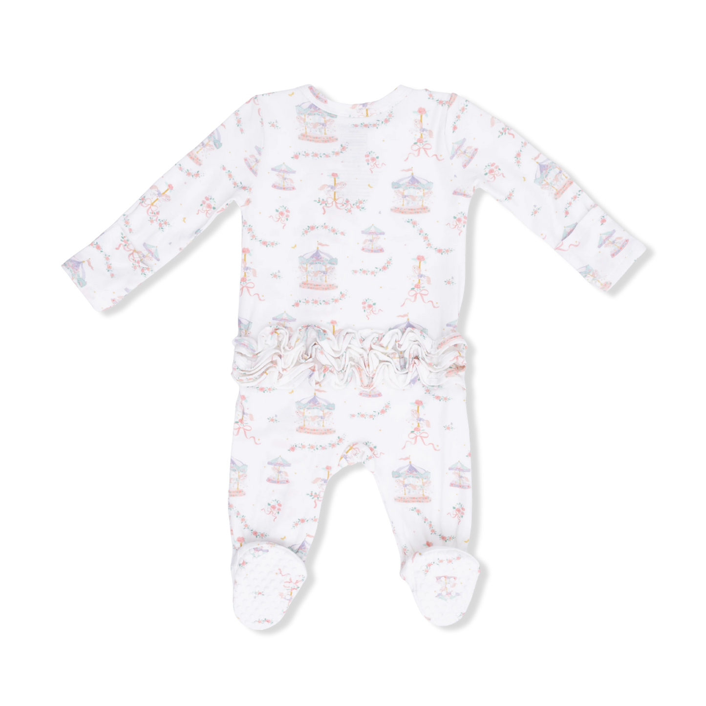 Carousel w/ Bows Ruffle Back Footie
