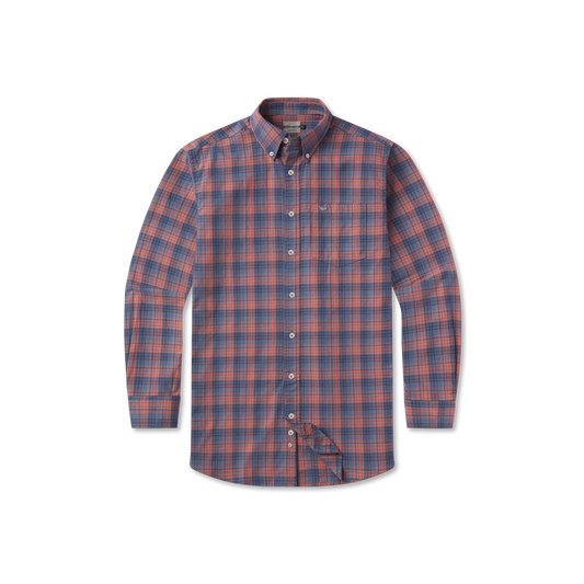 Holly Ridge Washed Dress Shirt - Burnt Red and Mt Pruple