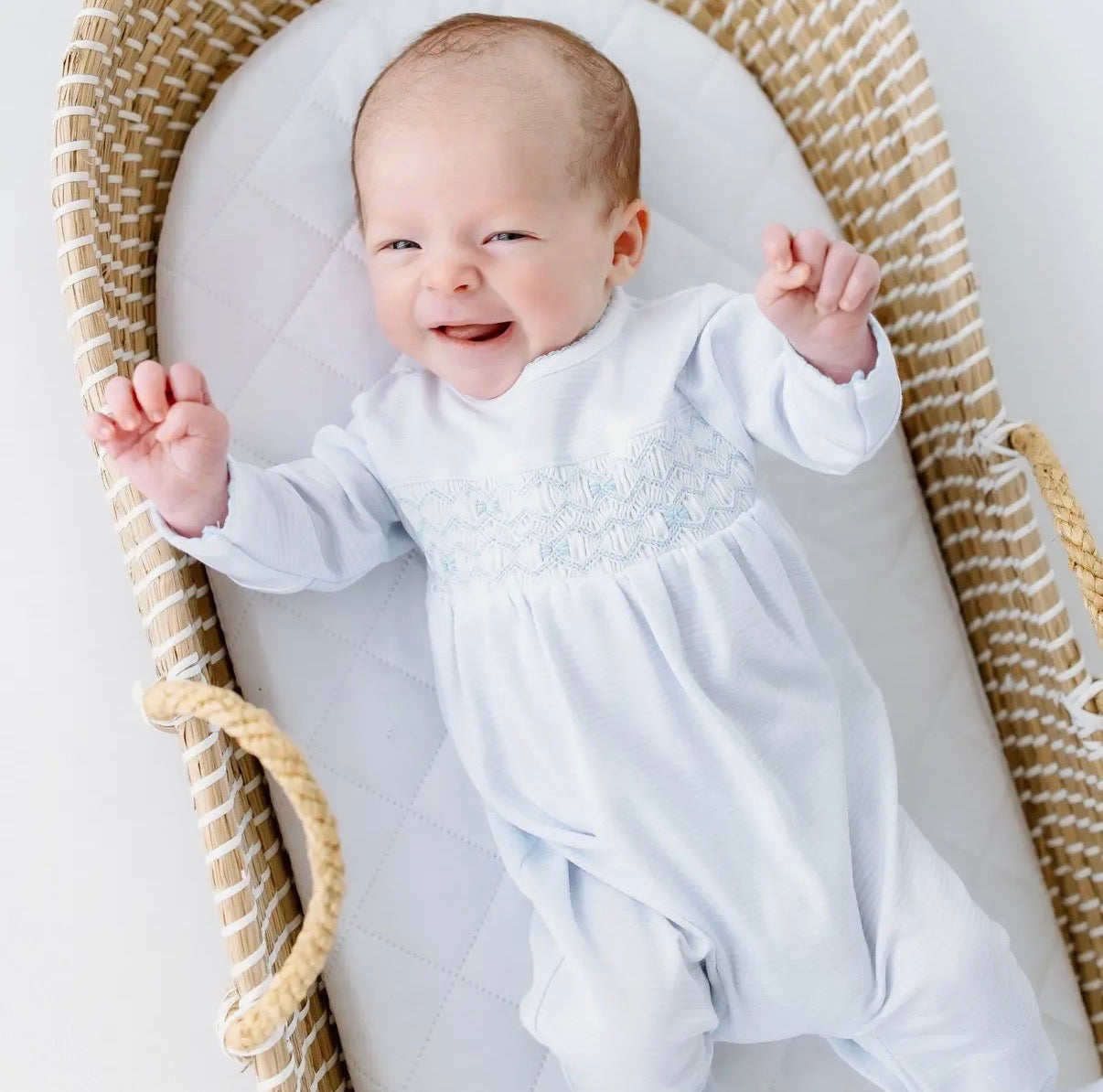 Jacob Light Blue Smocked Footie