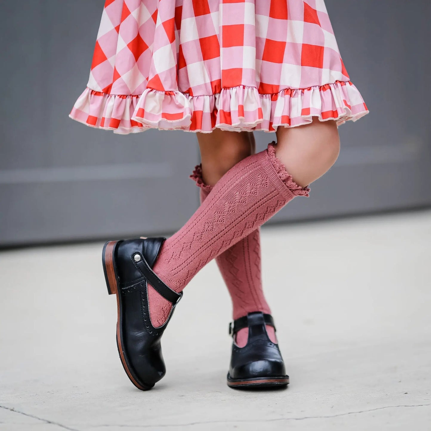 Fancy Lace Top Knee- Mauve