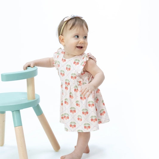 Sweet Strawberry Ruffled Bodysuit Dress