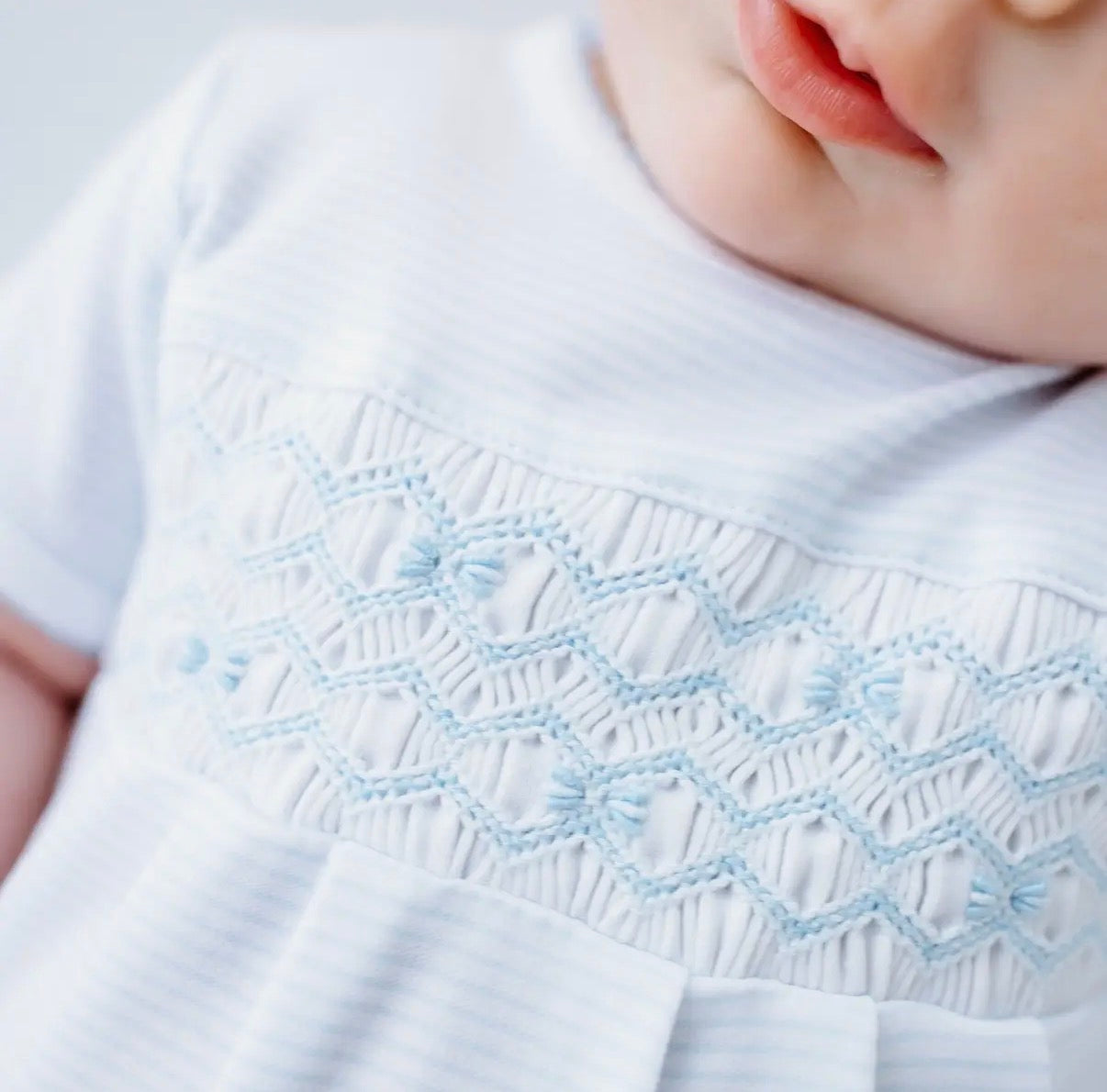 Jacob Light Blue Smocked Bubble