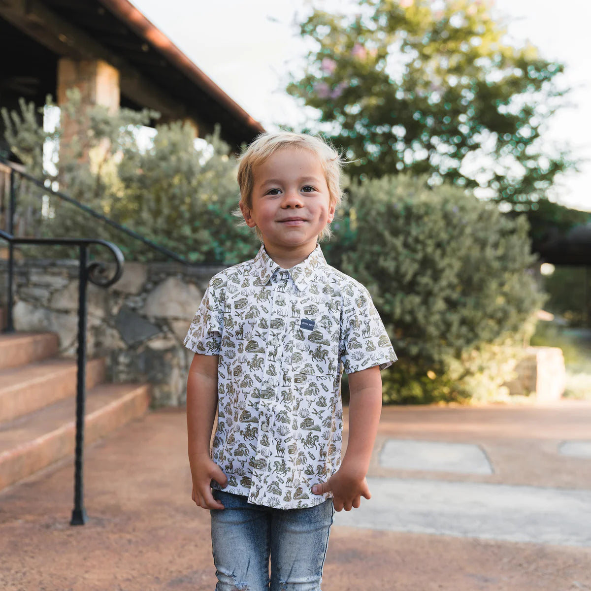 Youth Performance button up- Into the Wild