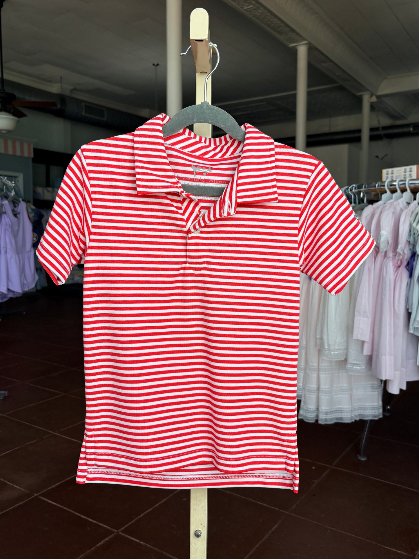 Youth Coral Mesh Stripe Polo