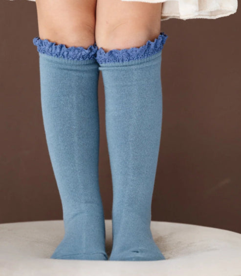 Lace Top Knee High- Denim