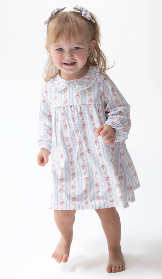 Anna Floral LS Ruffle Collar Dress