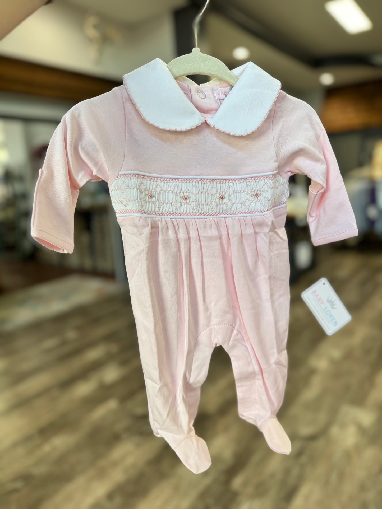 Sally Pink Smocked Footie