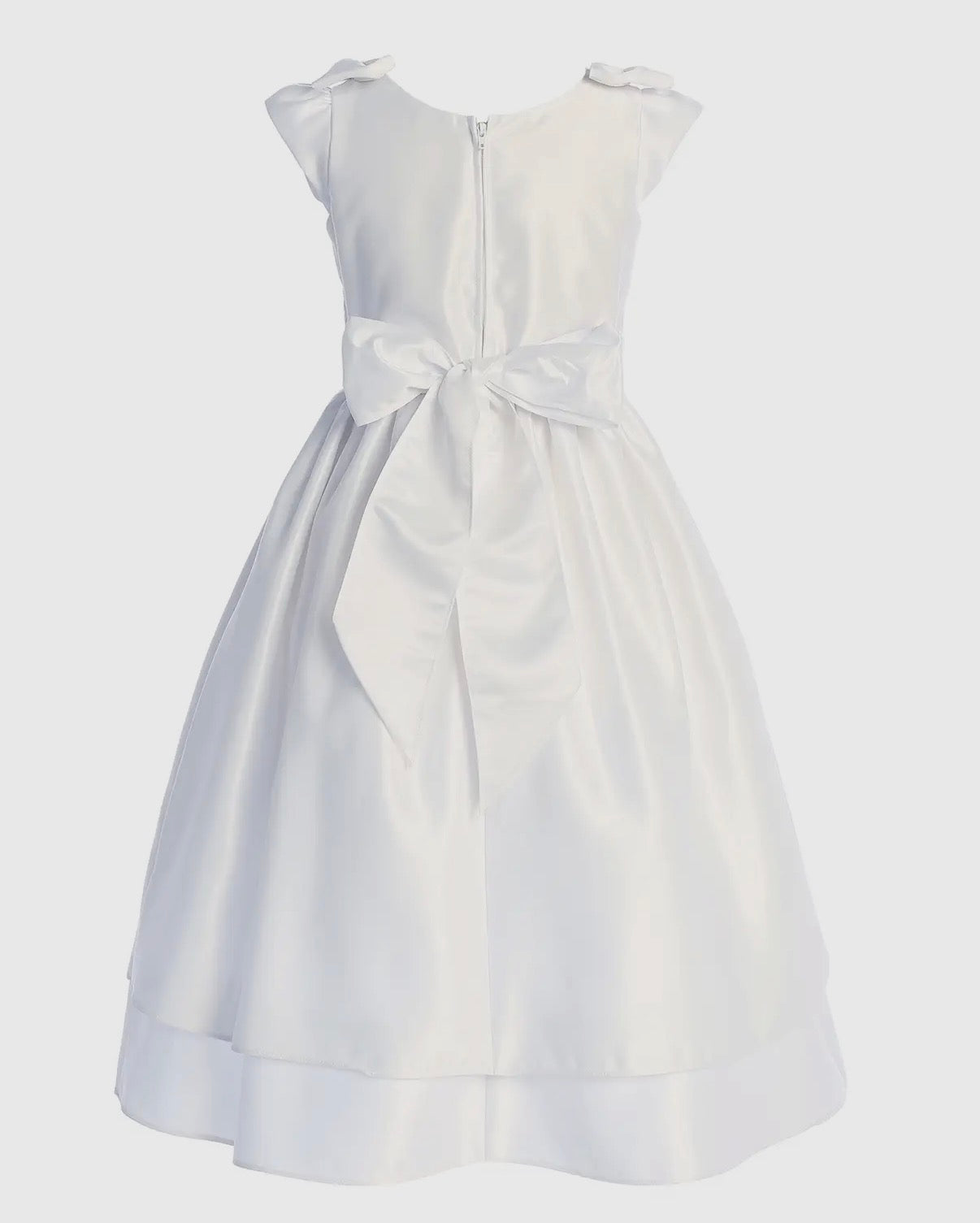 White Satin Double Bows Dress