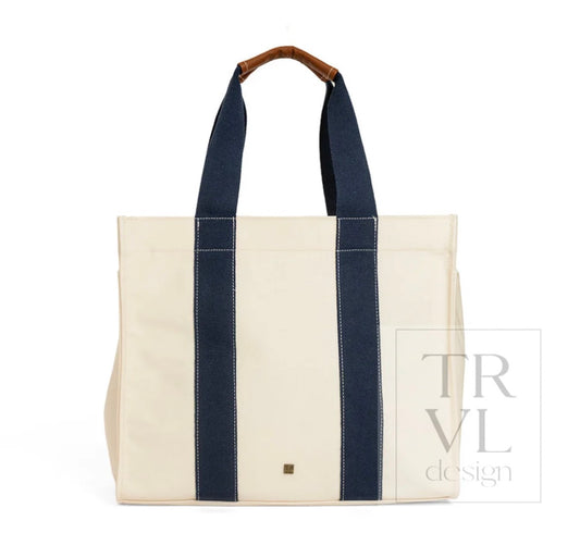 Tall Tote Natural W/ Navy