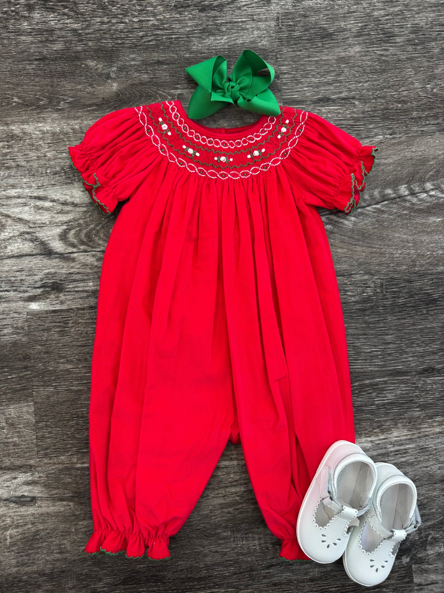 Rachel Red Corduroy Romper