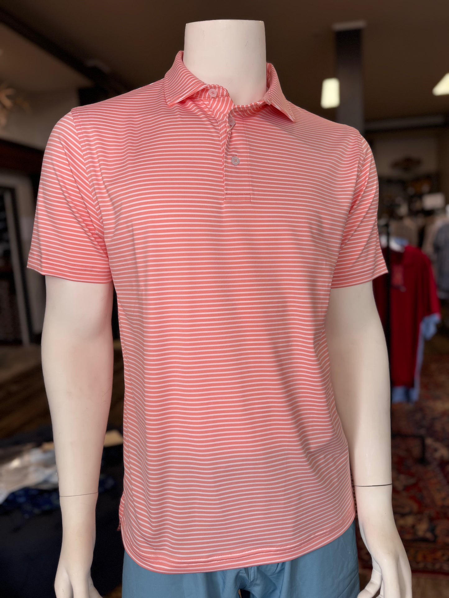 Tangerine Stripe Performance Polo