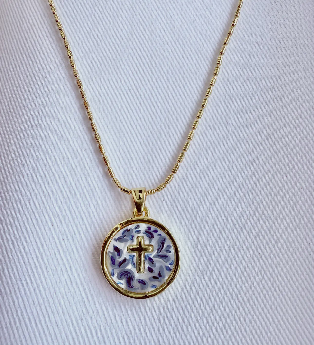 Blue China Cross Necklace