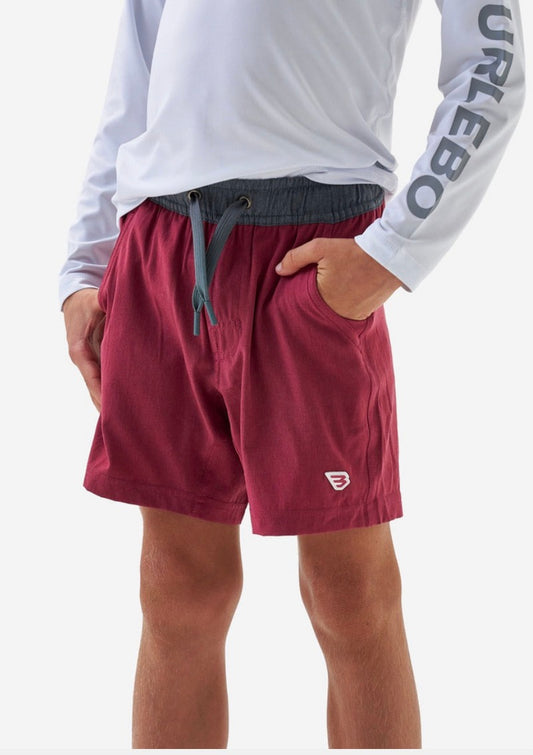 Youth Athletic Short- Heather Cardinal