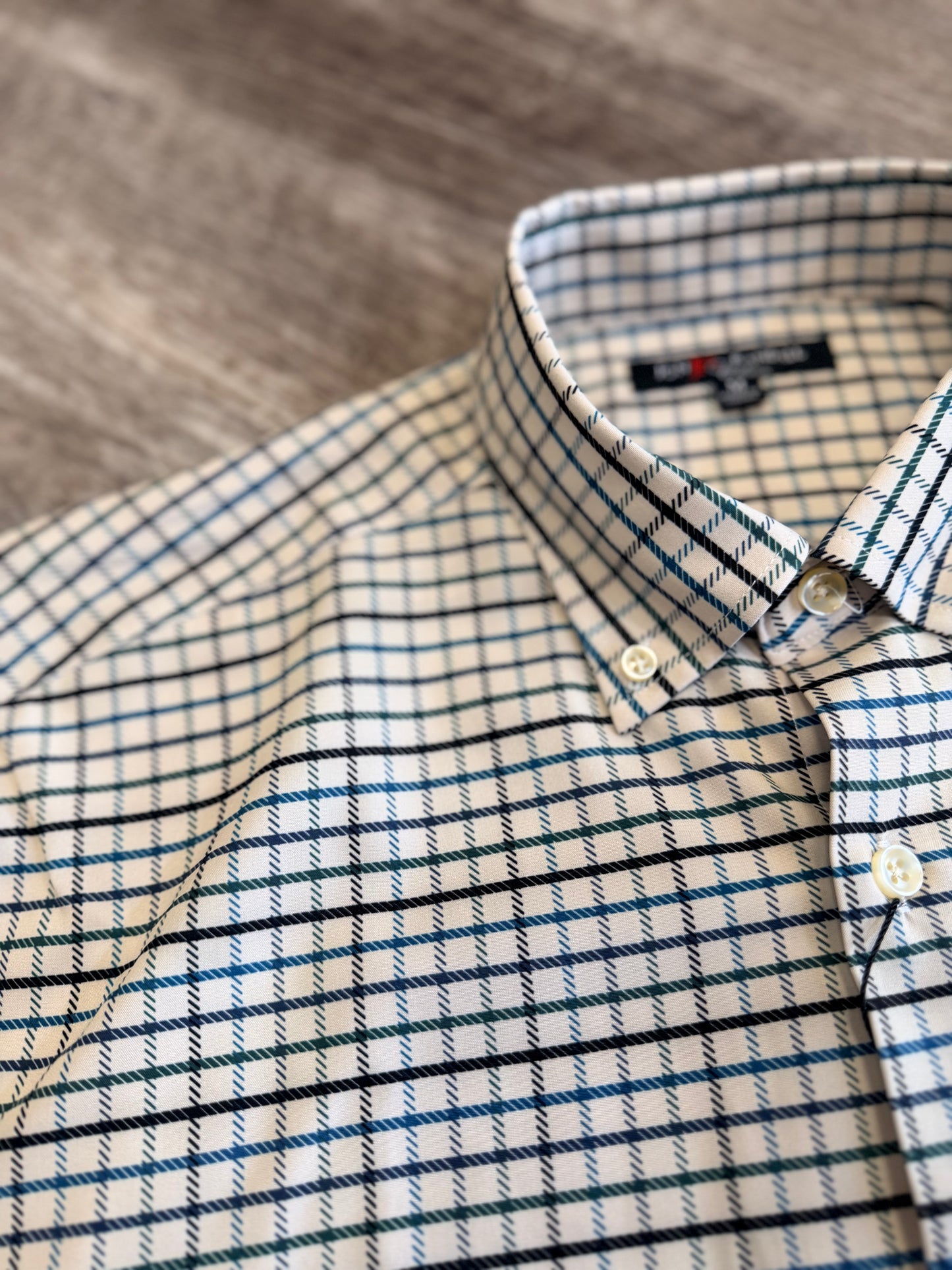 Ecru Plaid Button Down