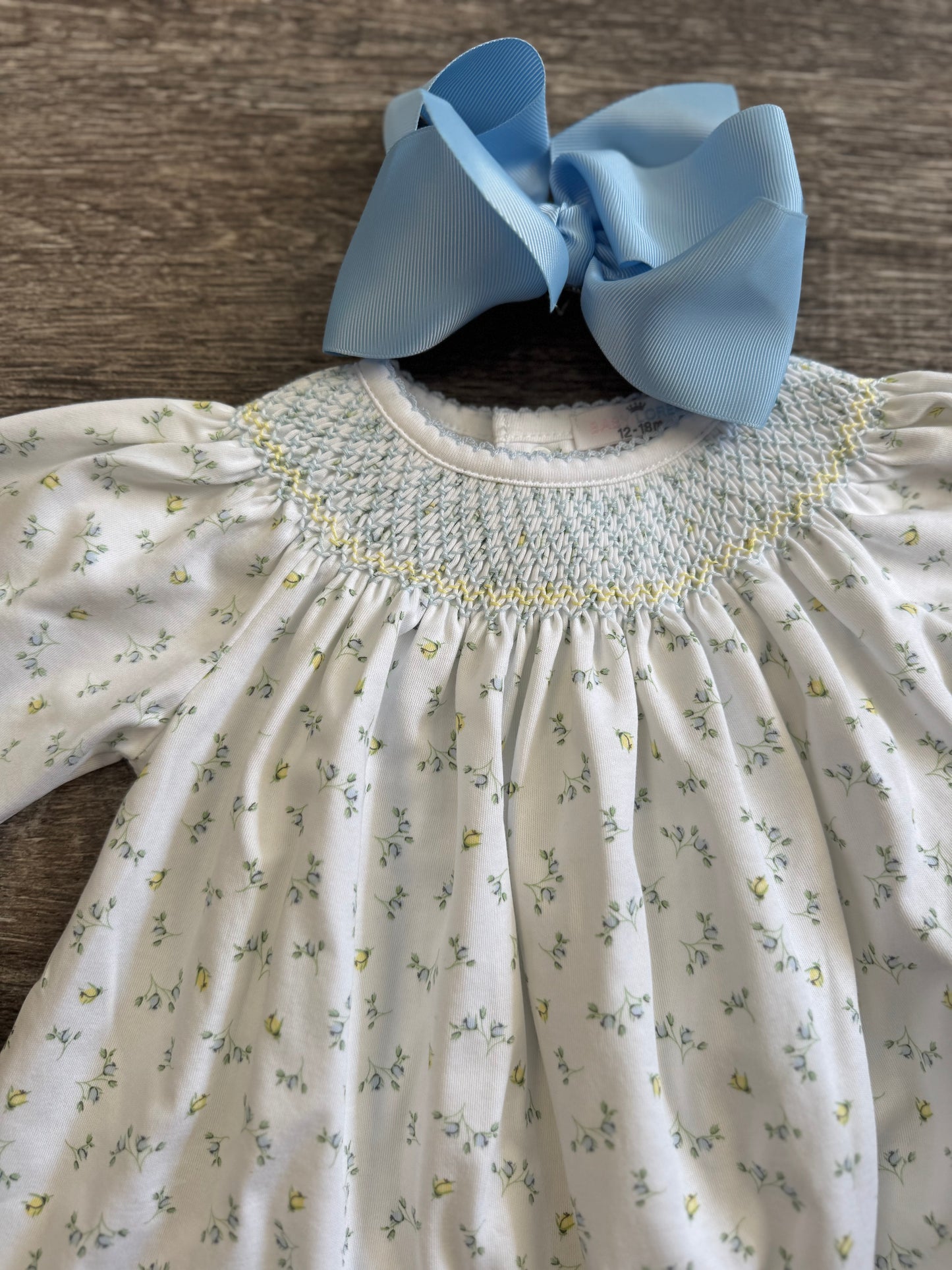 Diana Blue Hand Smock Bishop Dress
