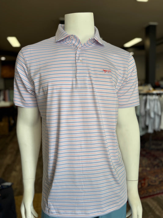 Melon Stripe Performance Polo