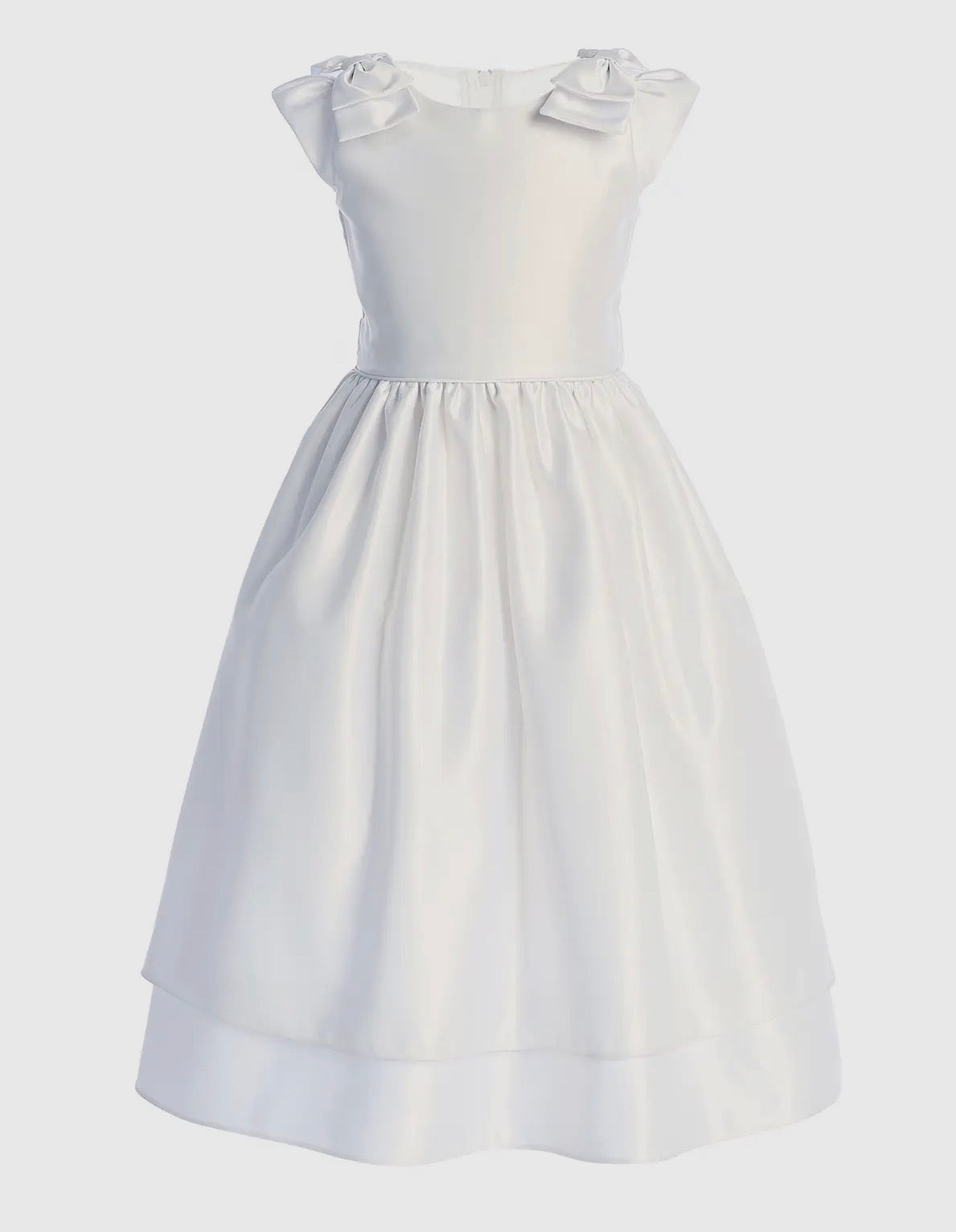 White Satin Double Bows Dress