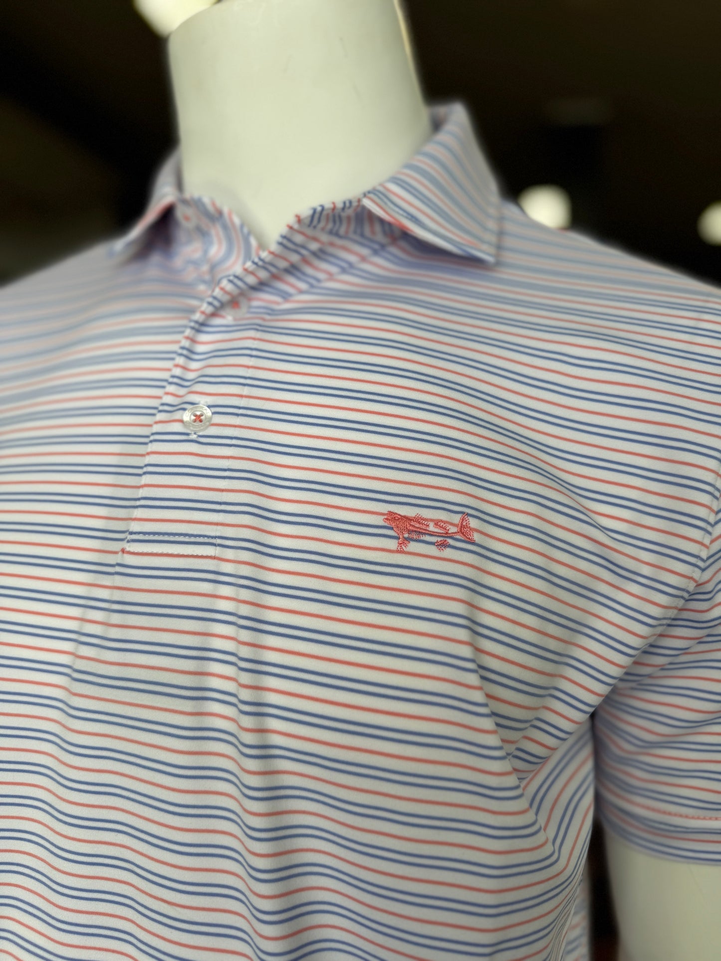 Melon Stripe Performance Polo