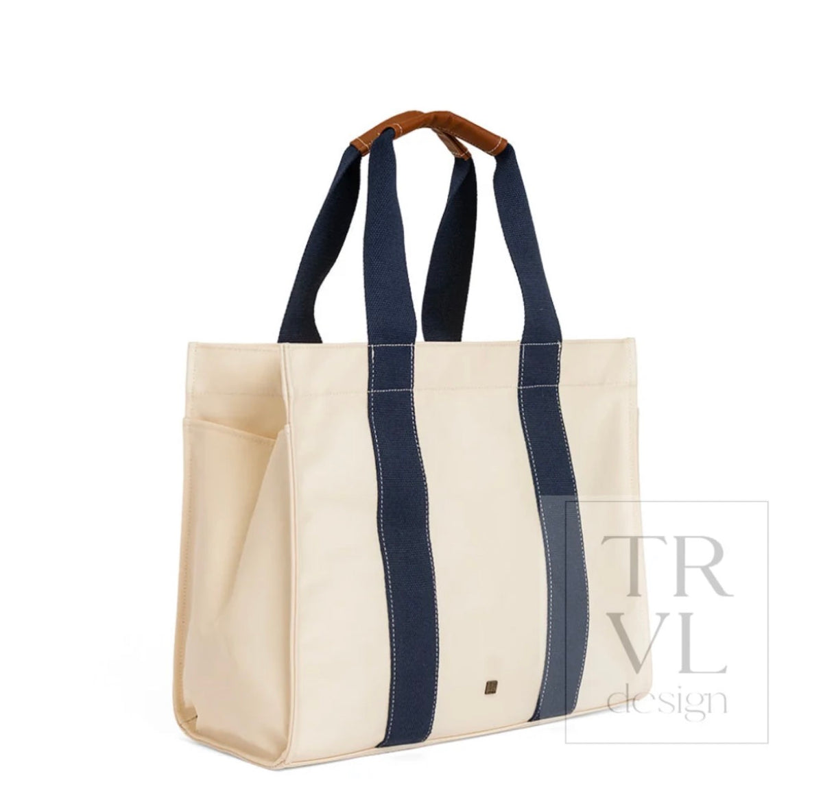 Tall Tote Natural W/ Navy