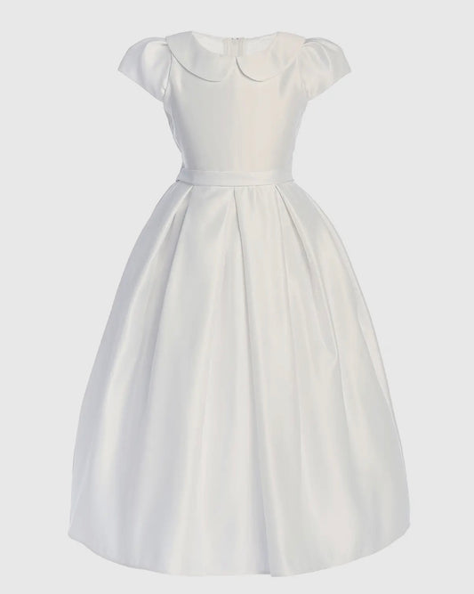 White Satin Pleated Skirt Dress