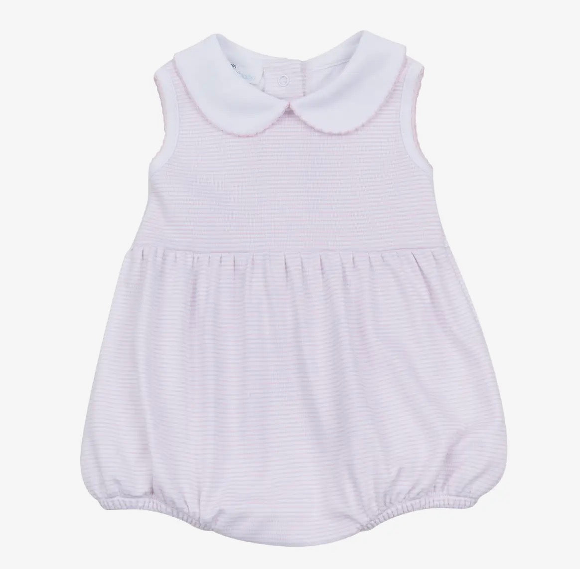 Mini Stripes Collared Sleeve Bubble- Pink