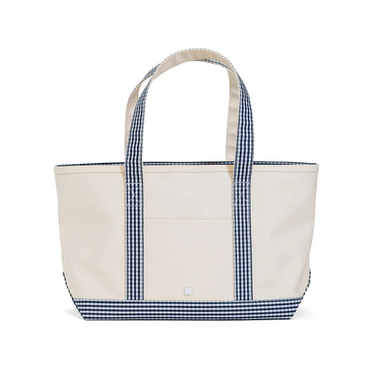 Navy Gingham Medium Tote