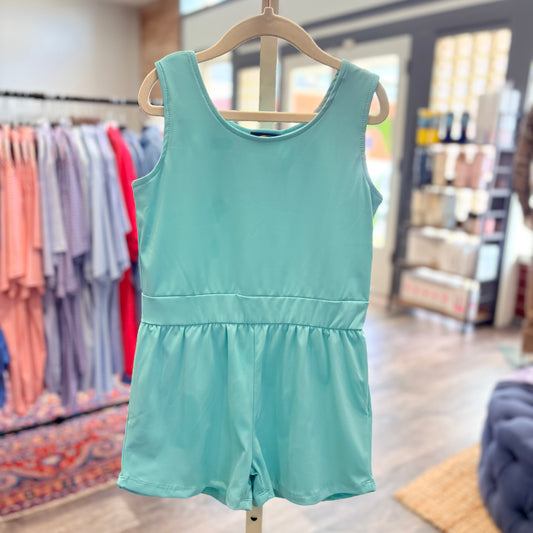 Layla Athletic Romper- Seafoam