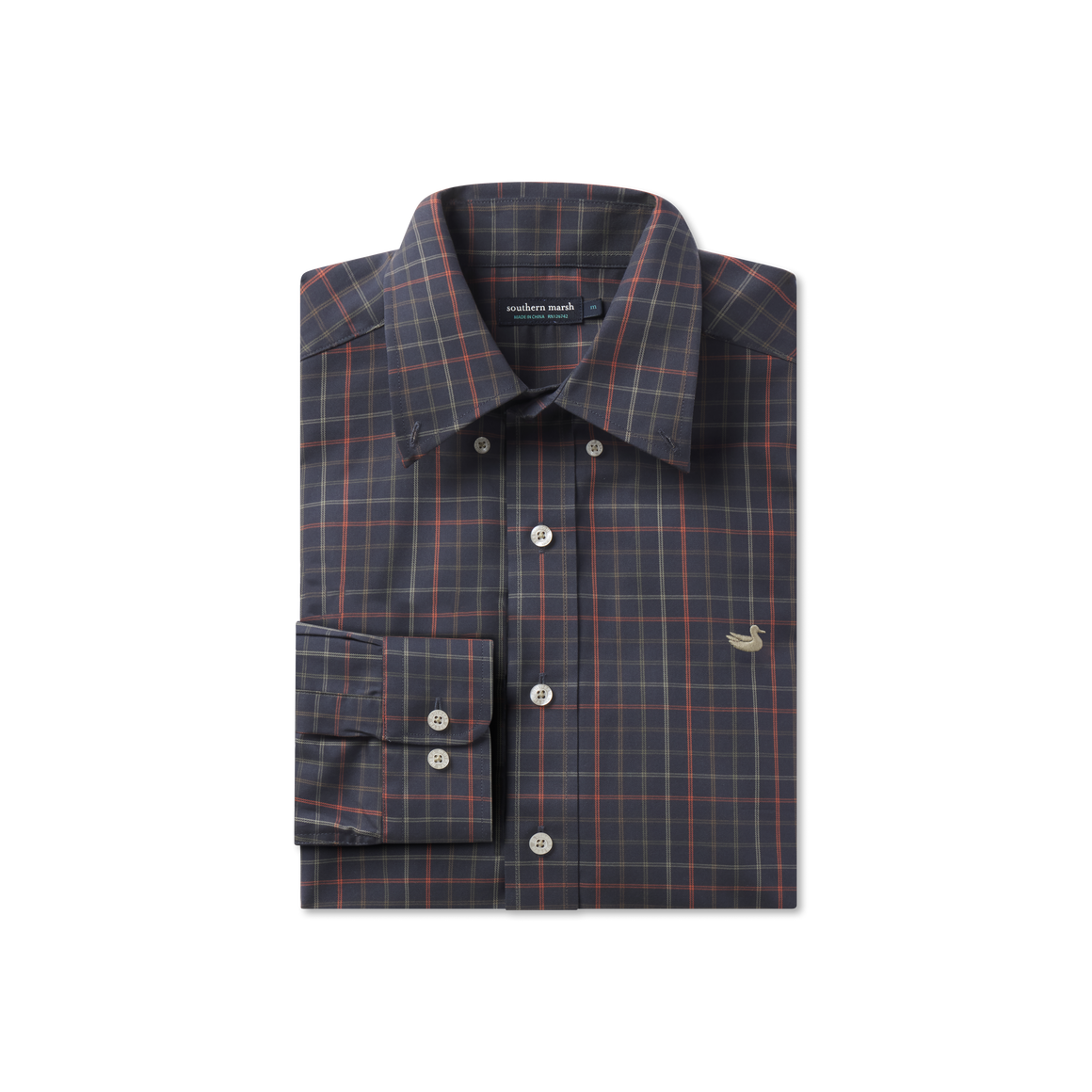 Chateau Windowpane Dress Shirt- Navy/Dark Olive