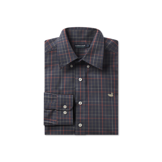 Chateau Windowpane Dress Shirt- Navy/Dark Olive