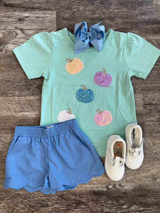 Girls Sequin Pumpkin Tee