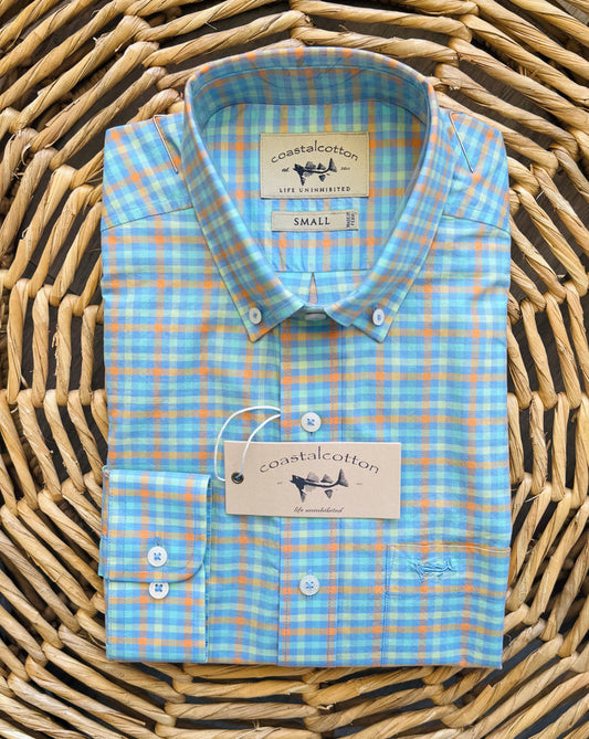 Stretch Long Sleeve Sports Shirt- Greyton Gingham