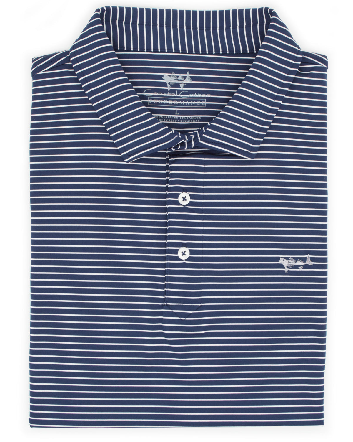 Indigo and White Stripe Polo