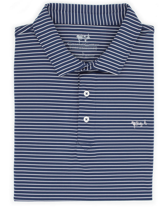 Indigo and White Stripe Polo