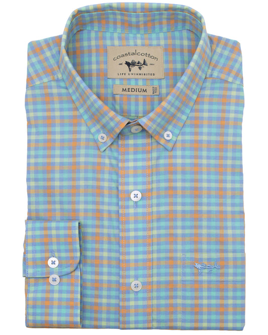 Youth Stretch Long Sleeve Sports Shirt- Greyton Gigham