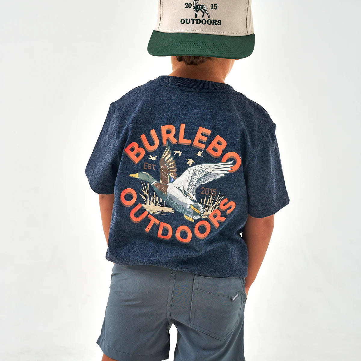Youth Old School Duck Hunt Short Sleeve- Heather Navy