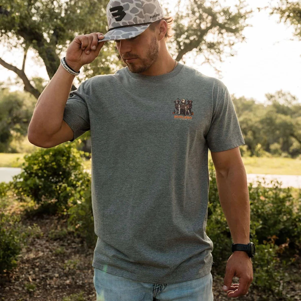 SS Tee Camo Duck & Dogs Heather Grey