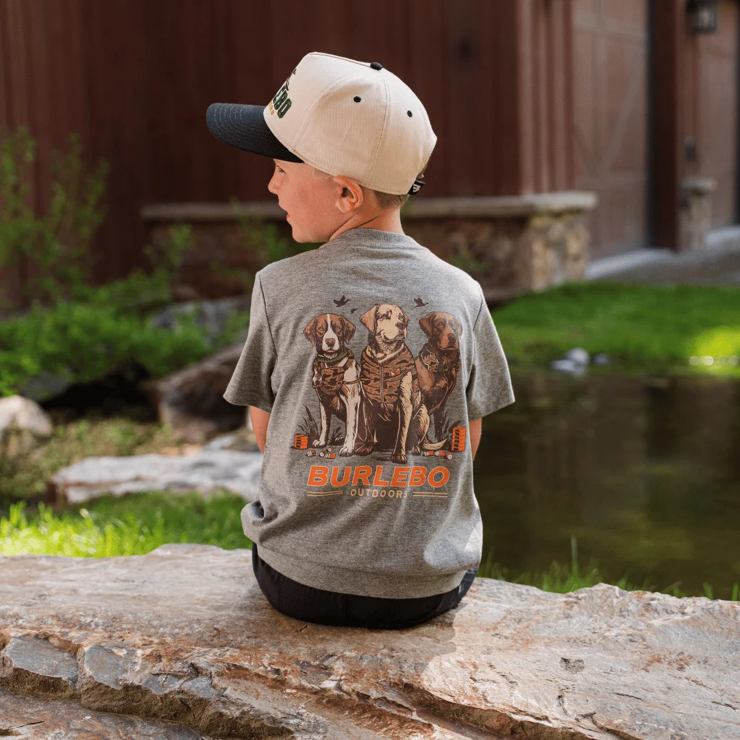 Youth SS Tee Camo Duck & Dogs Heather Grey