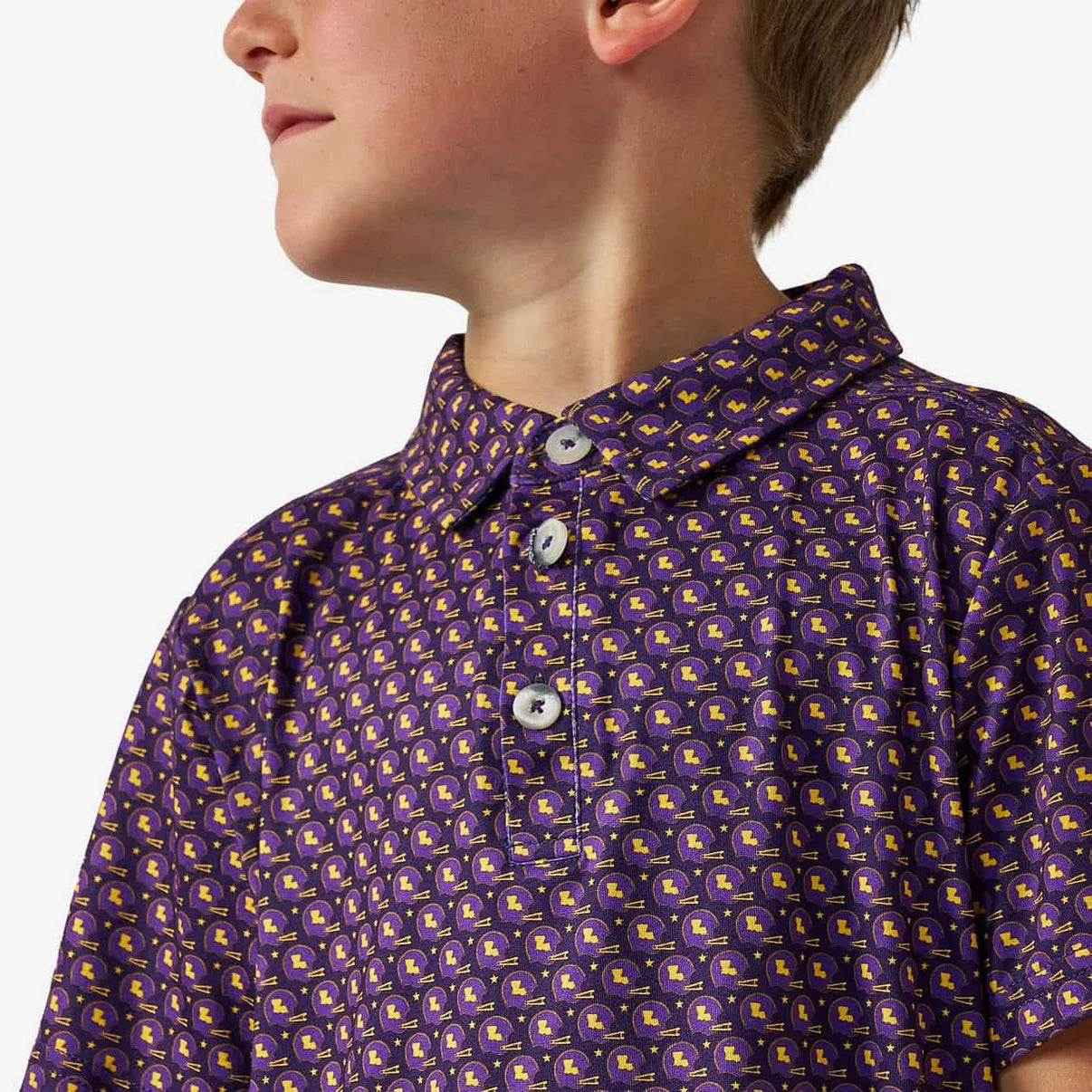 Youth Polo Vintage Helmets Purple & Gold