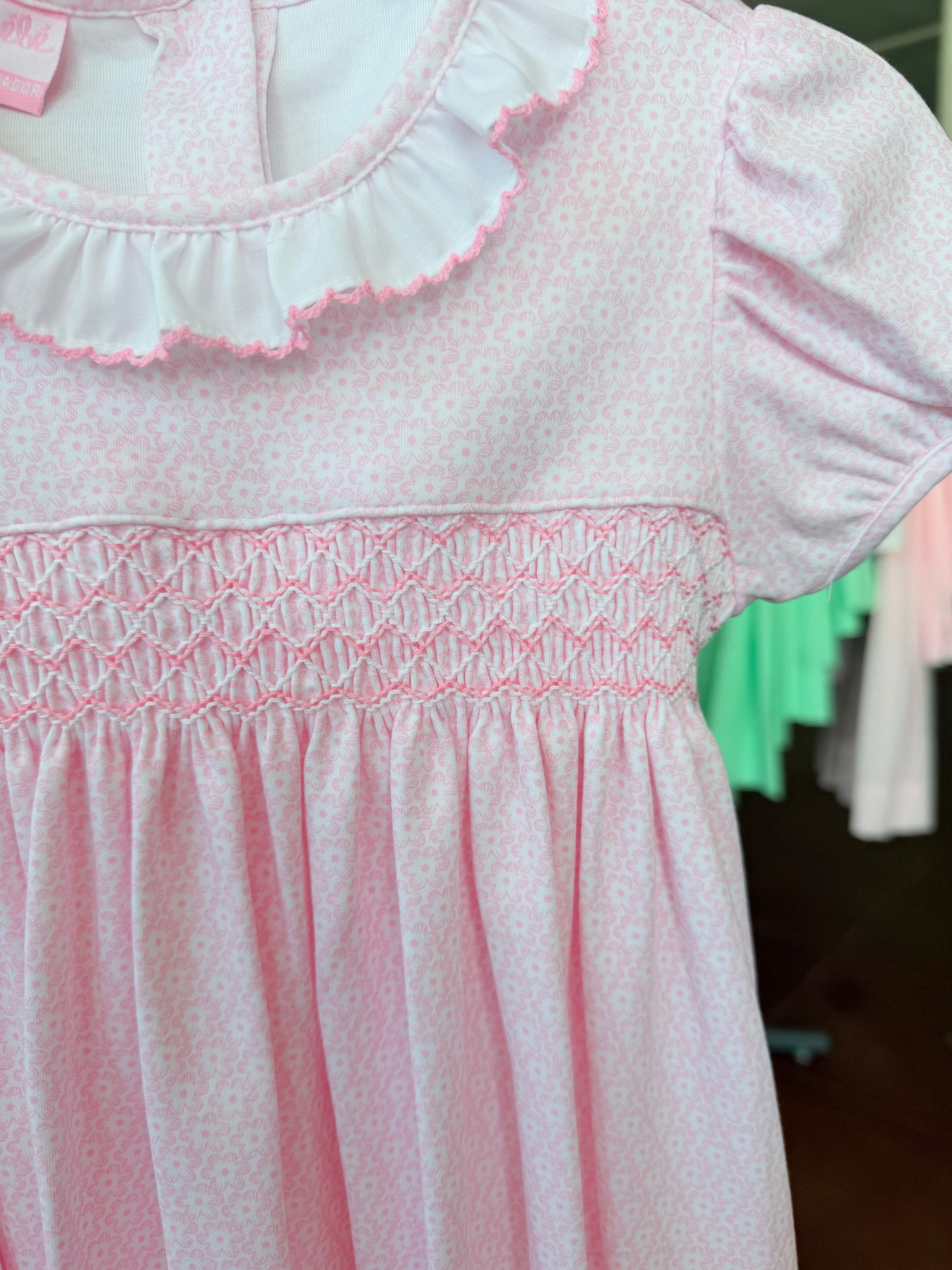 Ivanna Pink Floral knit Smock Dress
