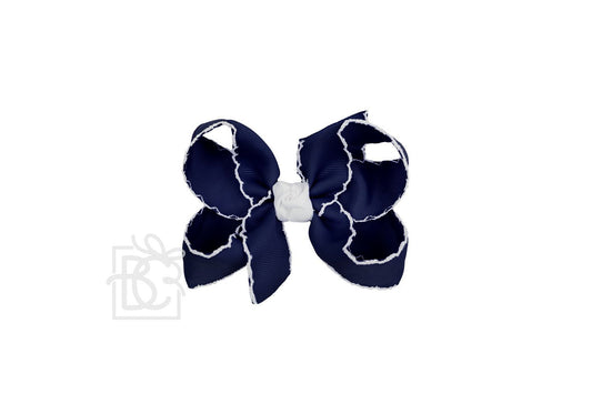 Moon Stitch Bow- Navy/White