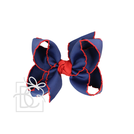 Moon Stitch Bow- Navy/Red